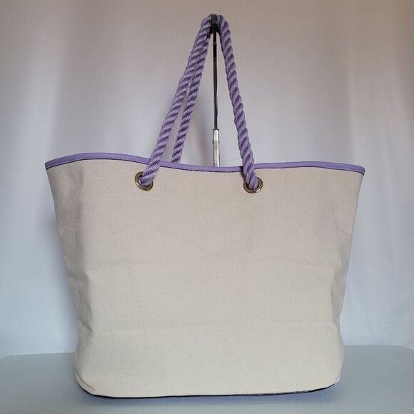 Victoria's Secret Lavender Canvas Tote Bag - Picture 3 of 5